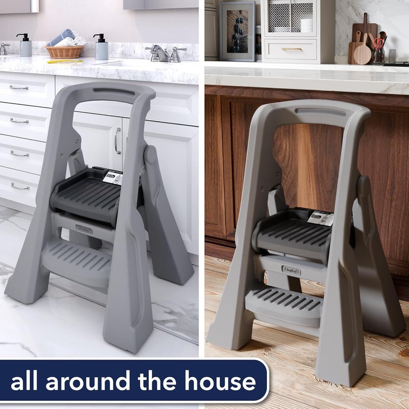 SIMPLAY3 Toddler Tower, Montessori Folding Kids Step Stool for Kitchen, Bathroom, 34� x 21.5"" x 20�, Ages 18 Months to 4 Years, Gray - Image 5